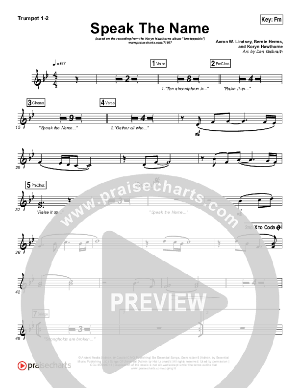 Speak The Name Brass Pack (Koryn Hawthorne / Natalie Grant)