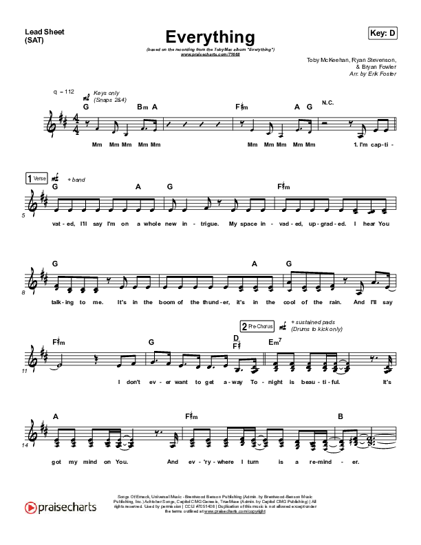 Everything Lead Sheet (SAT) (TobyMac)