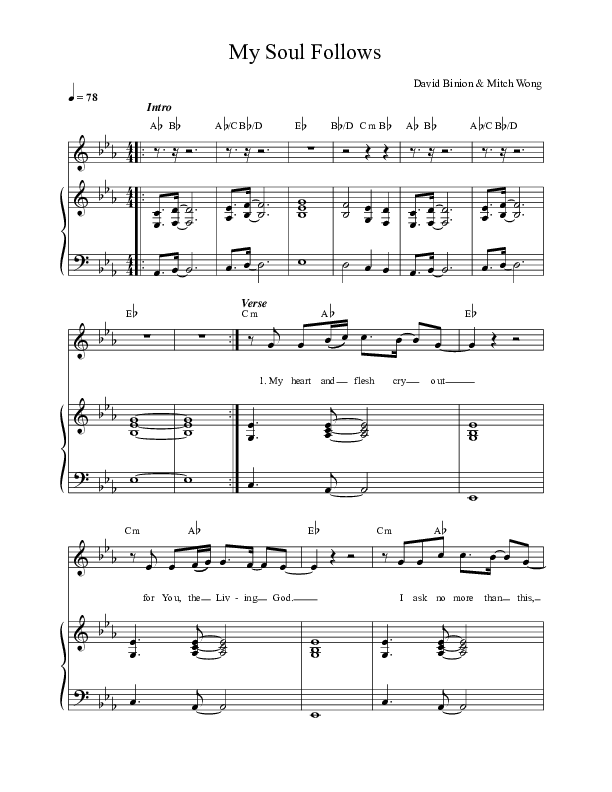 My Soul Follows Lead & Piano (David & Nicole Binion / Travis Greene)