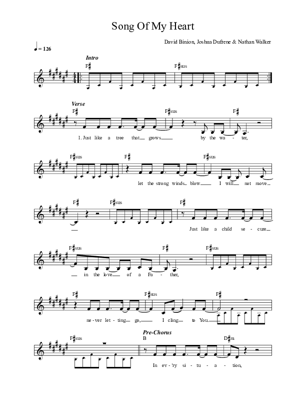 Song Of My Heart Lead Sheet (David & Nicole Binion)