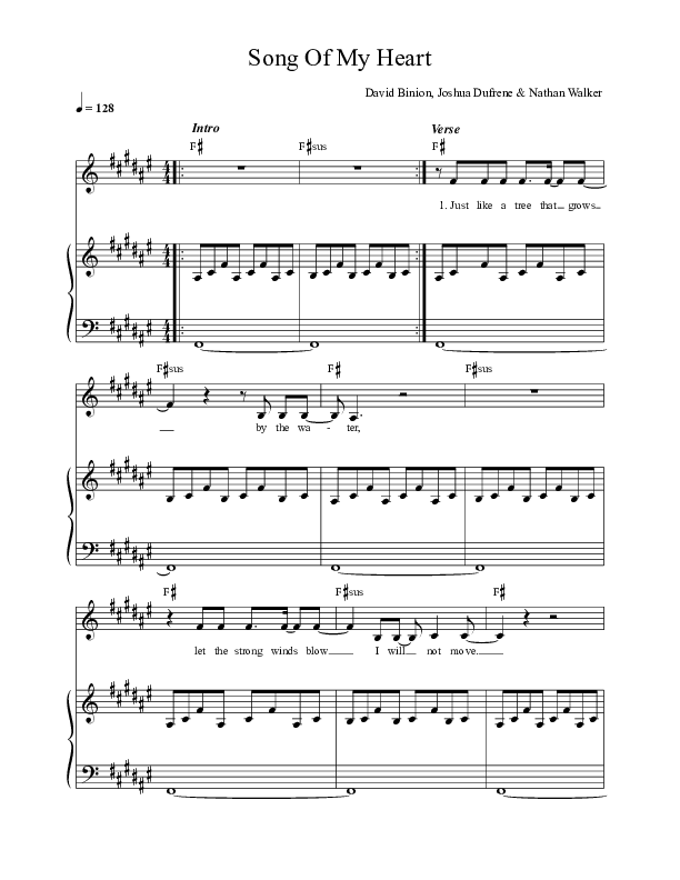 Song Of My Heart Piano/Vocal (David & Nicole Binion)