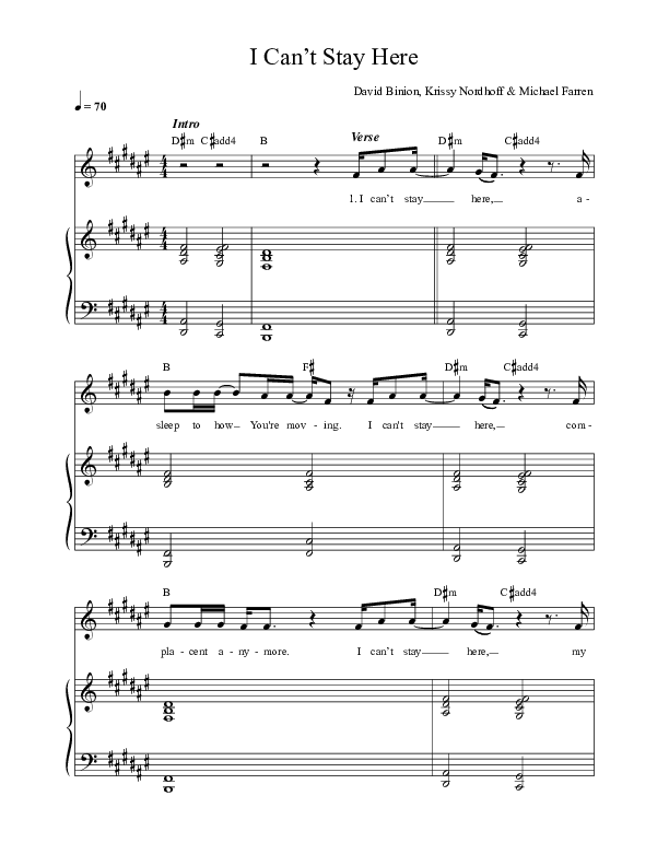 I Can't Stay Here Lead & Piano (David & Nicole Binion)