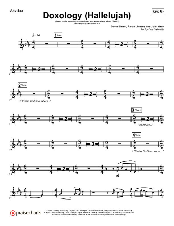 Doxology (Hallelujah) Alto Sax (David & Nicole Binion / Tasha Cobbs Leonard)