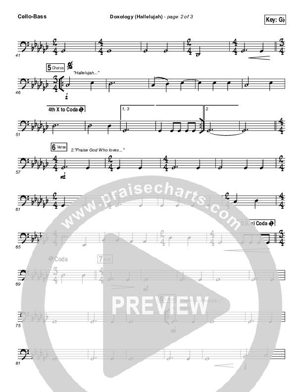 Doxology (Hallelujah) Cello/Bass (David & Nicole Binion / Tasha Cobbs Leonard)