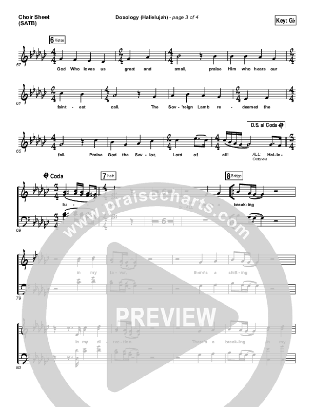 Doxology (Hallelujah) Choir Sheet (SATB) (David & Nicole Binion / Tasha Cobbs Leonard)