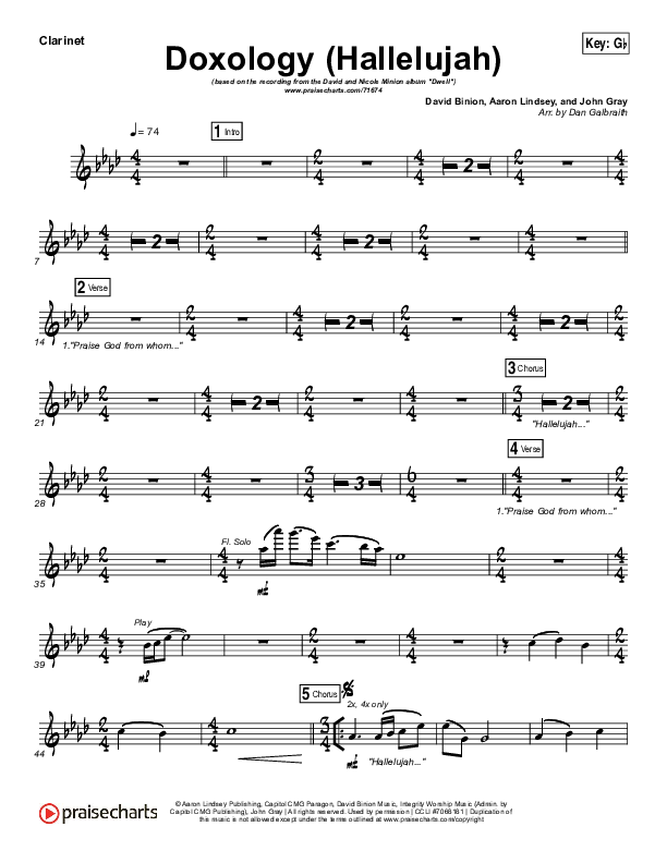 Doxology (Hallelujah) Clarinet (David & Nicole Binion / Tasha Cobbs Leonard)
