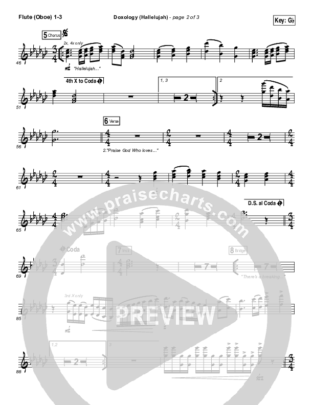 Doxology (Hallelujah) Flute/Oboe 1/2/3 (David & Nicole Binion / Tasha Cobbs Leonard)