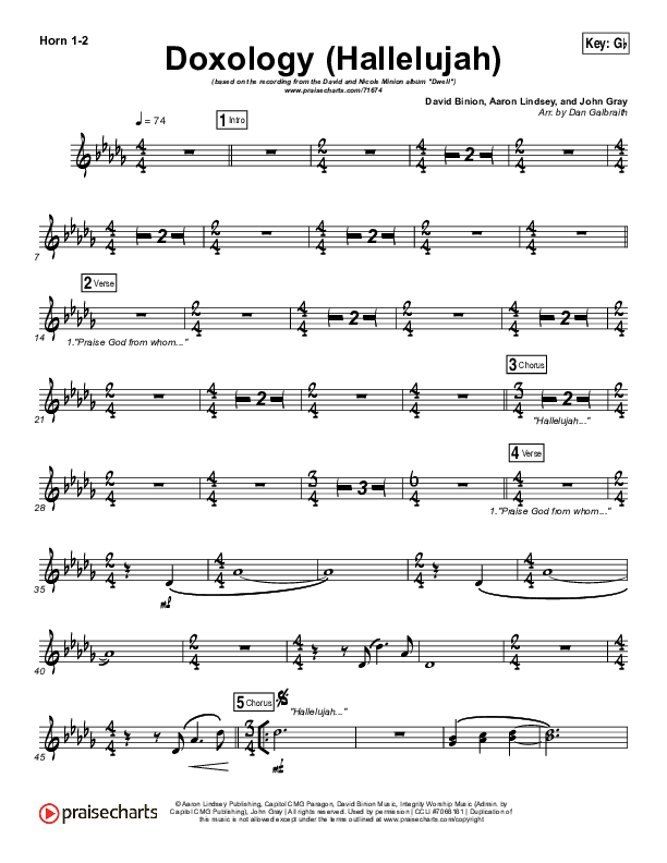 Doxology (Hallelujah) French Horn 1/2 (David & Nicole Binion / Tasha Cobbs Leonard)