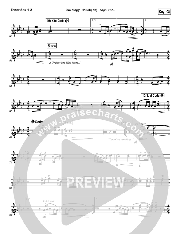 Doxology (Hallelujah) Tenor Sax 1/2 (David & Nicole Binion / Tasha Cobbs Leonard)