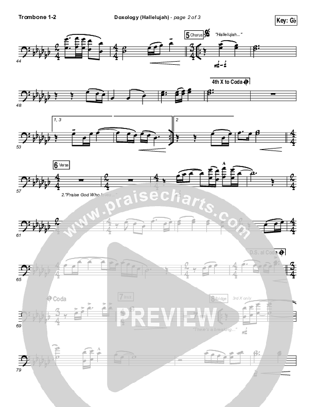 Doxology (Hallelujah) Trombone 1/2 (David & Nicole Binion / Tasha Cobbs Leonard)