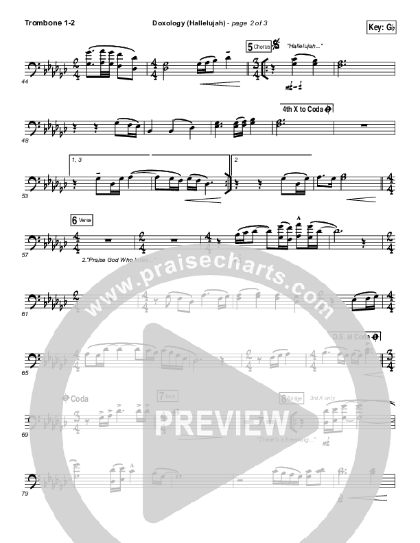 Doxology (Hallelujah) Trombone 1/2 (David & Nicole Binion / Tasha Cobbs Leonard)