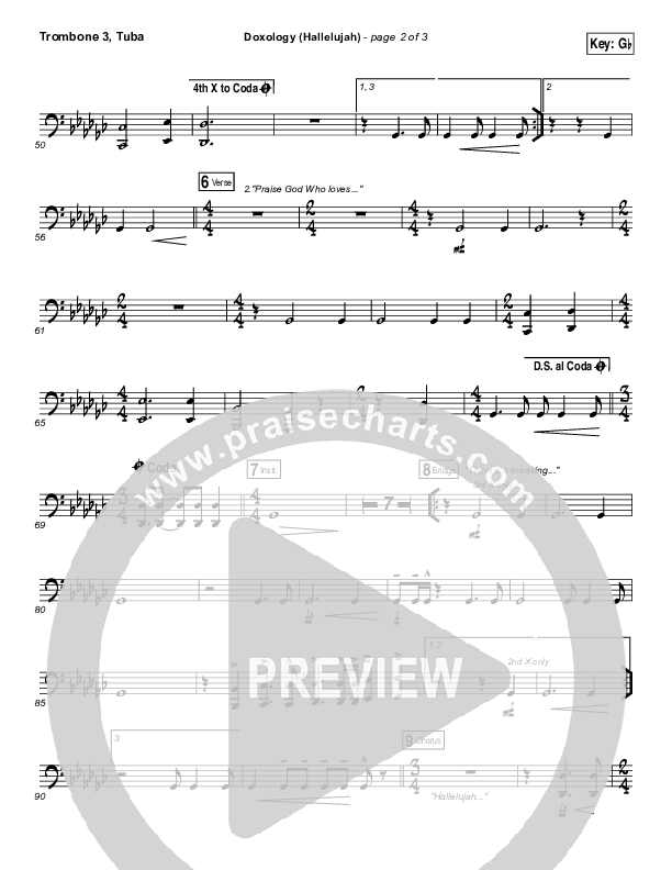 Doxology (Hallelujah) Trombone 3/Tuba (David & Nicole Binion / Tasha Cobbs Leonard)
