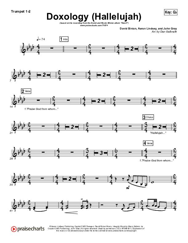 Doxology (Hallelujah) Trumpet 1,2 (David & Nicole Binion / Tasha Cobbs Leonard)