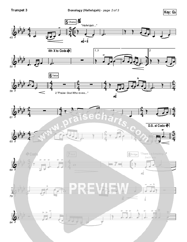 Doxology (Hallelujah) Trumpet 3 (David & Nicole Binion / Tasha Cobbs Leonard)