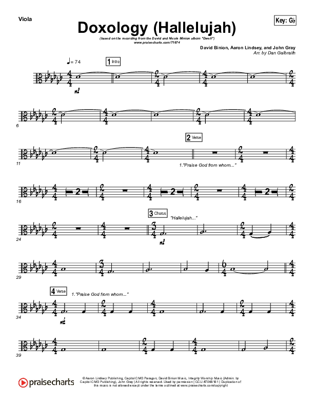 Doxology (Hallelujah) Viola (David & Nicole Binion / Tasha Cobbs Leonard)