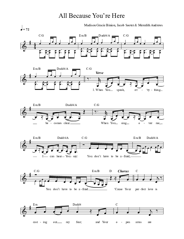 All Because You're Here Lead Sheet (David & Nicole Binion / MDSN)