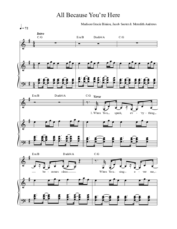 All Because You're Here Lead & Piano (David & Nicole Binion / MDSN)