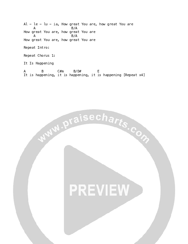 How Great / It Is Happening Chord Chart (David & Nicole Binion / William McDowell)