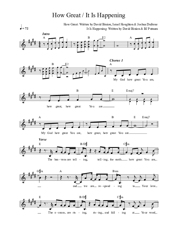 How Great / It Is Happening Lead Sheet (David & Nicole Binion / William McDowell)