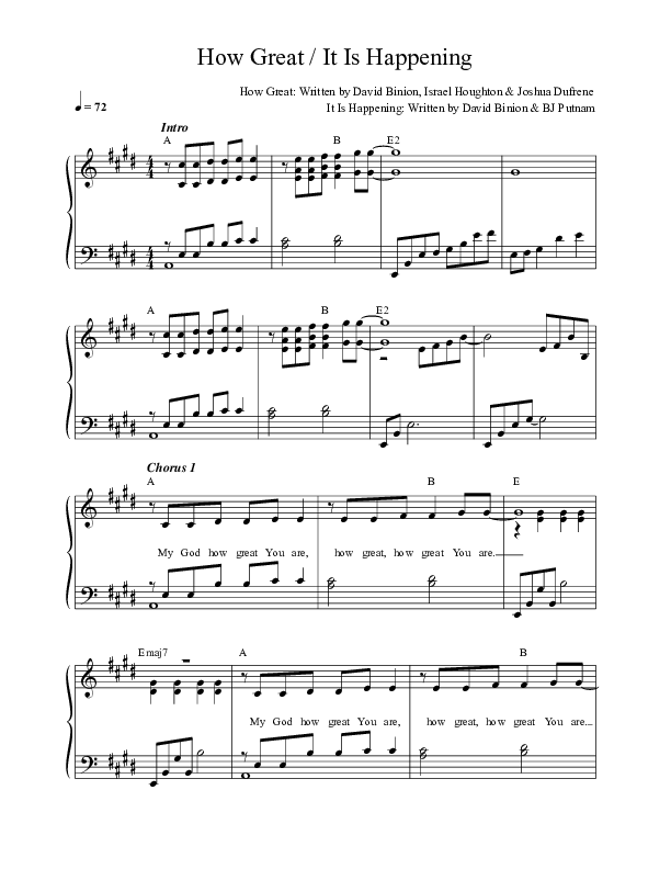 How Great / It Is Happening Lead Sheet (SAT) (David & Nicole Binion / William McDowell)