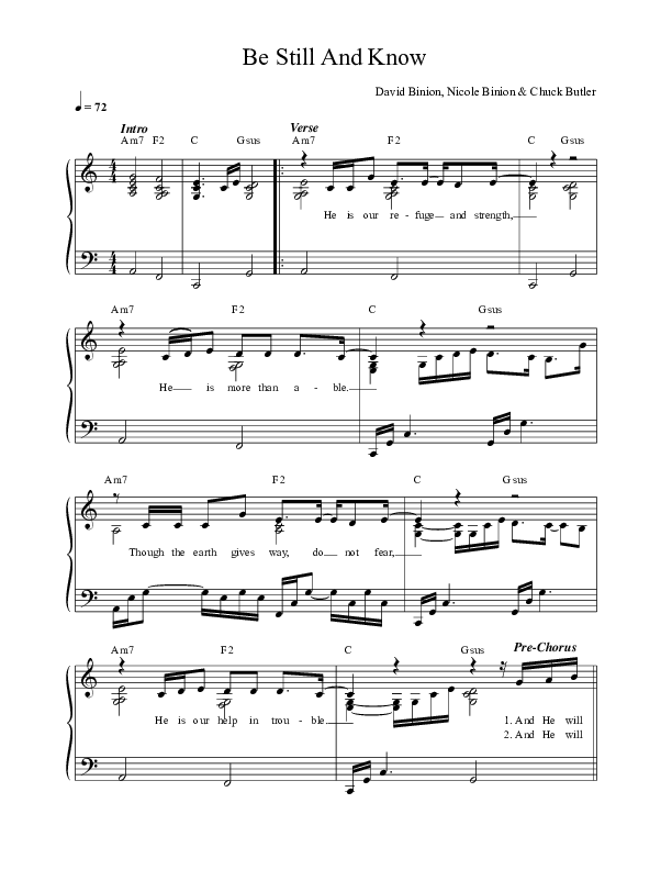 Be Still And Know Lead Sheet (SAT) (David & Nicole Binion / Calvin Nowell)