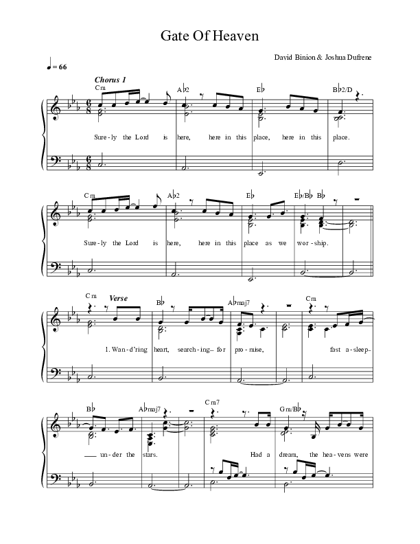 Gate Of Heaven Lead Sheet (SAT) (David & Nicole Binion)