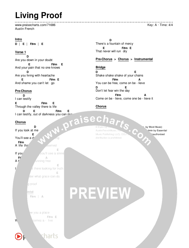 Living Proof Chords & Lyrics (Austin French)