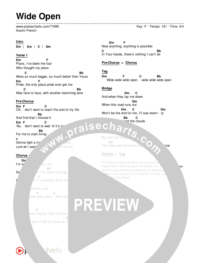 Wide Open Chords & Lyrics (Austin French)