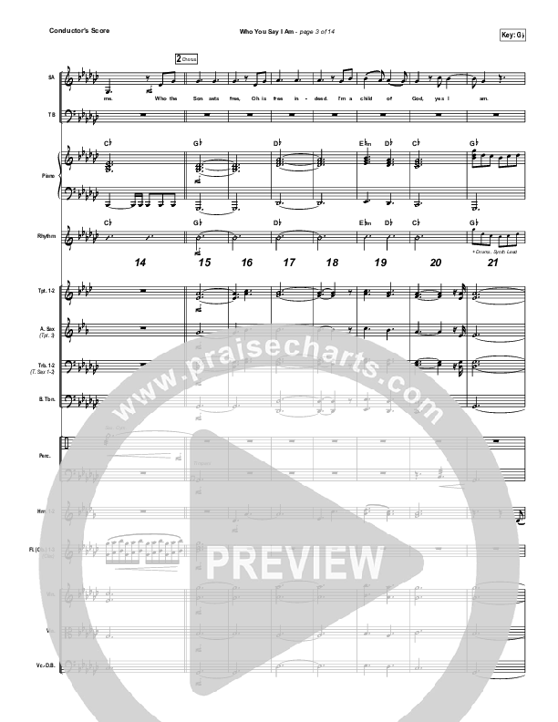 Who You Say I Am (Studio) Conductor's Score (Hillsong Worship)