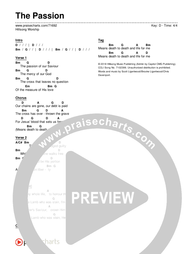 The Passion Chords & Lyrics (Hillsong Worship)