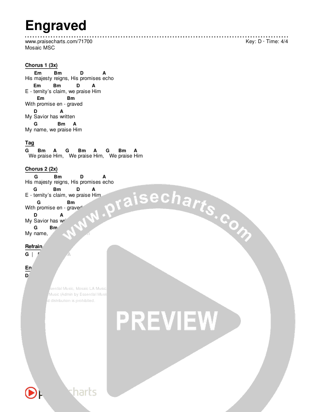 Engraved Chords & Lyrics (Mosaic MSC)