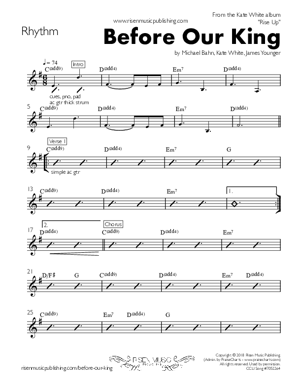 Before Our King Rhythm Chart (Kate White)