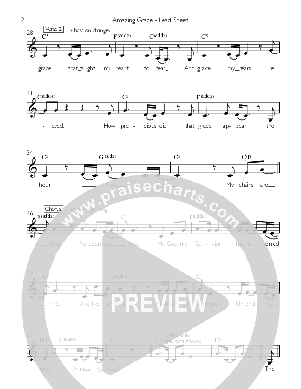 Amazing Grace (My Chains Are Gone) Lead Sheet (Kate White)