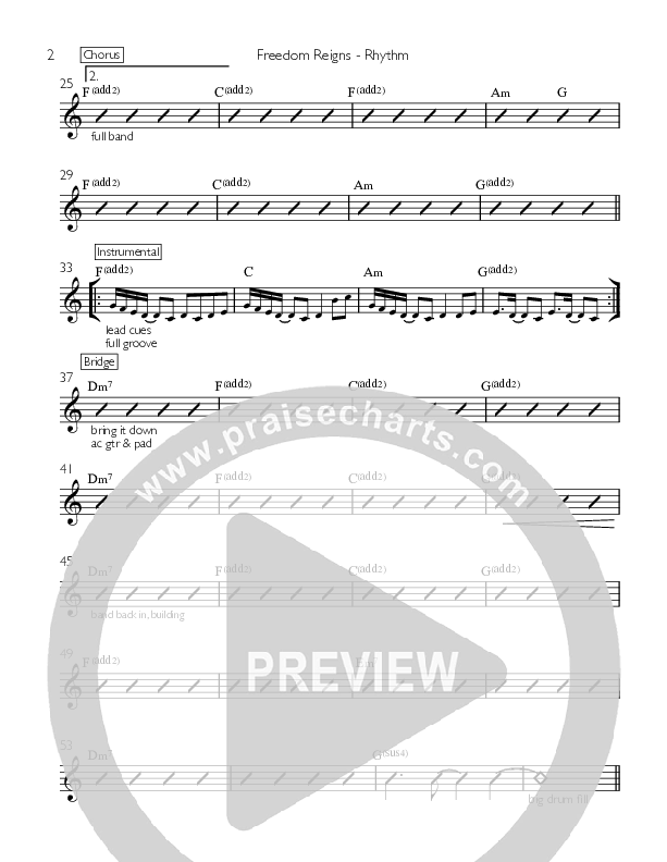 Freedom Reigns Rhythm Chart (Kate White)