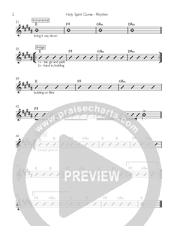 Holy Spirit Come Rhythm Chart (Kate White)