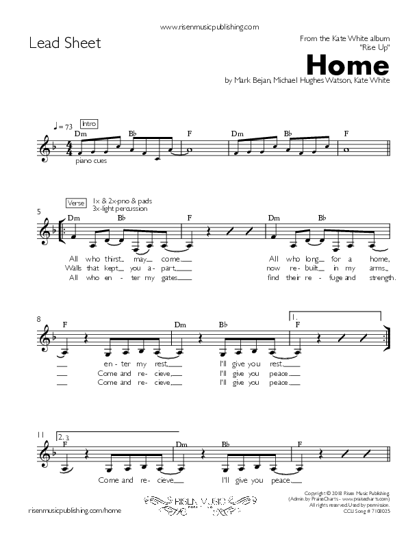 Home Sheet Music PDF (Kate White) PraiseCharts