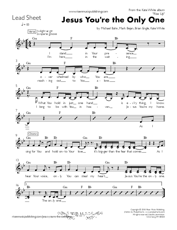 Jesus You're The Only One Lead Sheet (Kate White)