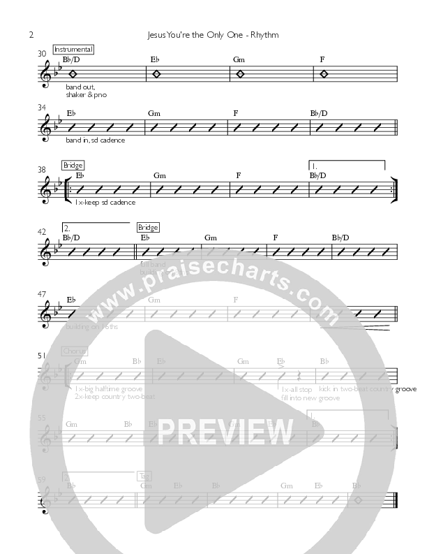 Jesus You're The Only One Rhythm Chart (Kate White)