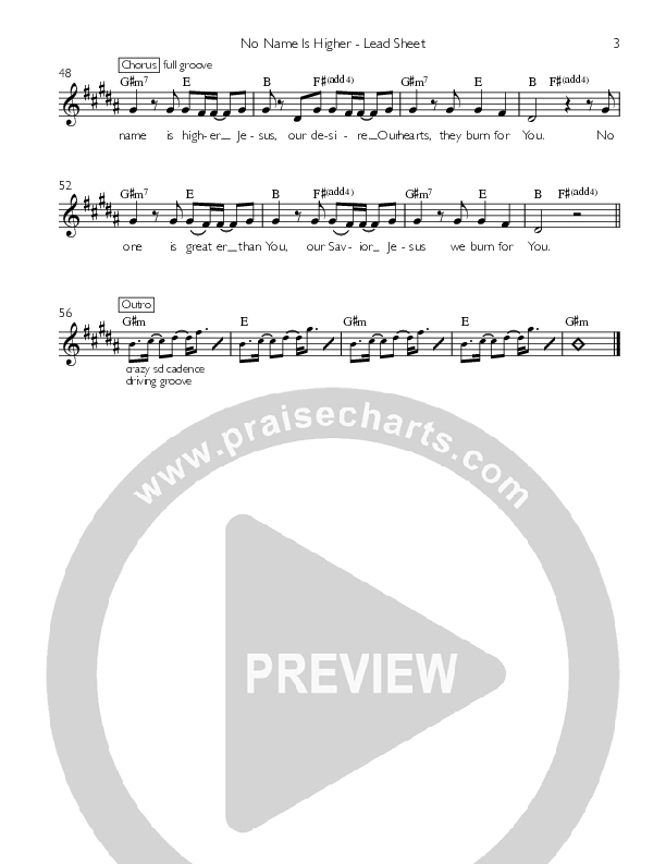 No Name Is Higher Lead Sheet (Kate White)