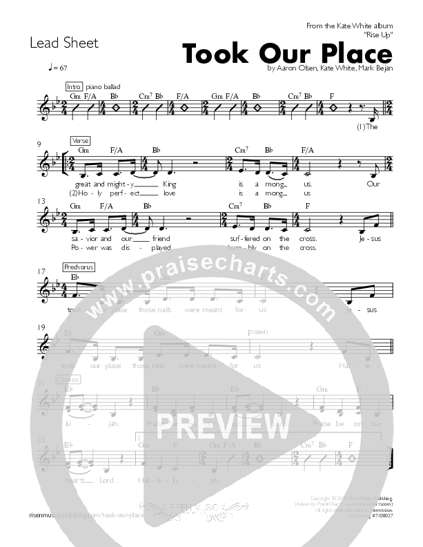 Took Our Place Lead Sheet (Kate White)