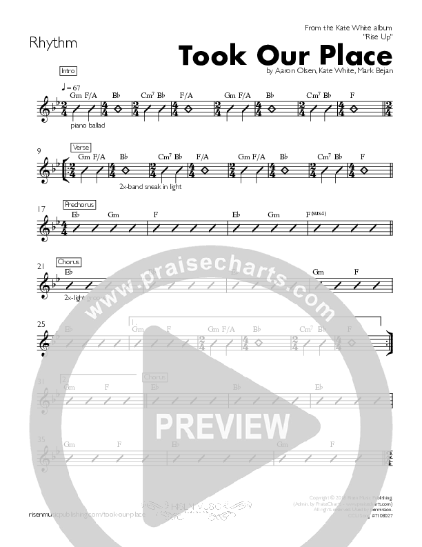 Took Our Place Rhythm Chart (Kate White)