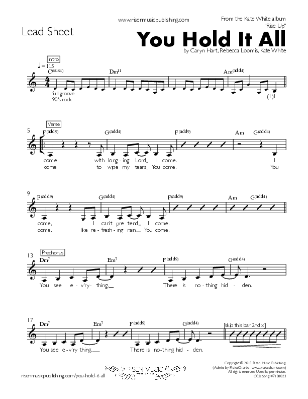 You Hold It All Lead Sheet (Kate White)