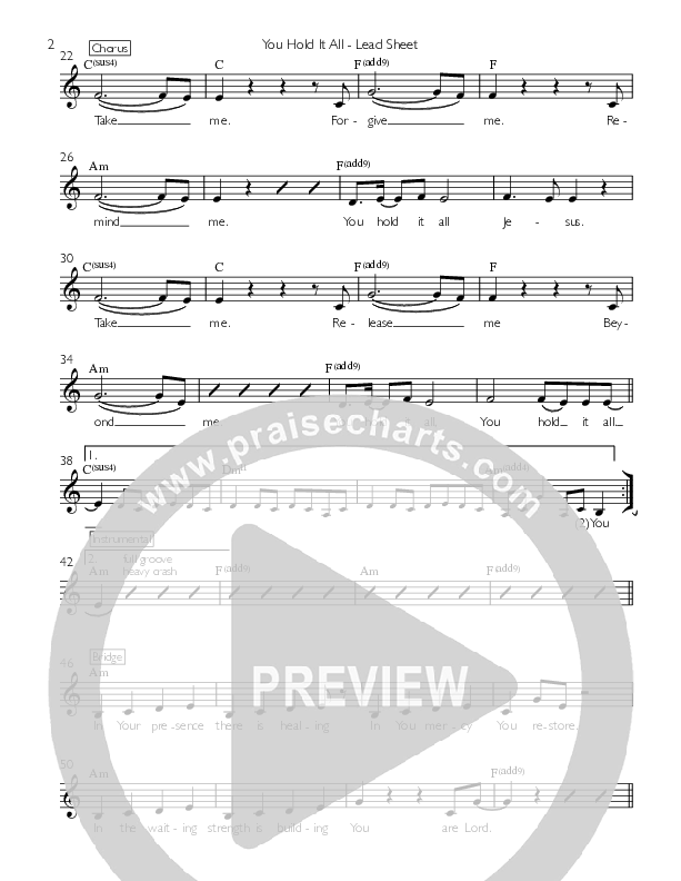 You Hold It All Lead Sheet (Kate White)