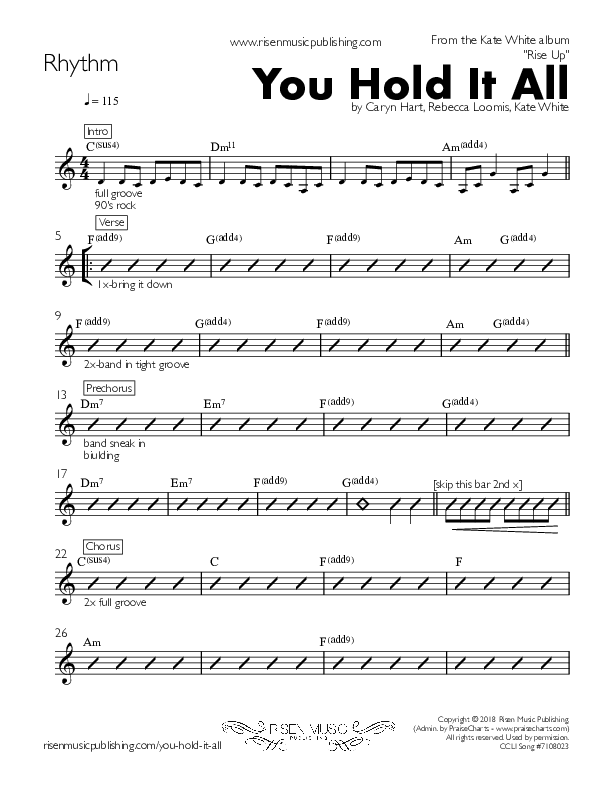 You Hold It All Rhythm Chart (Kate White)