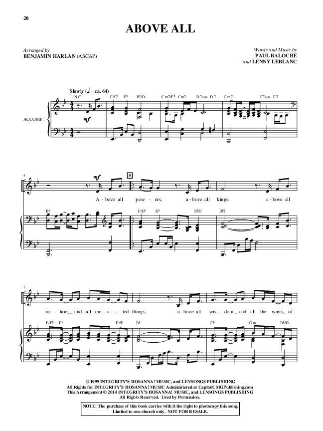 Above All (Choral Anthem SATB) Piano/Vocal (Alfred Sacred)