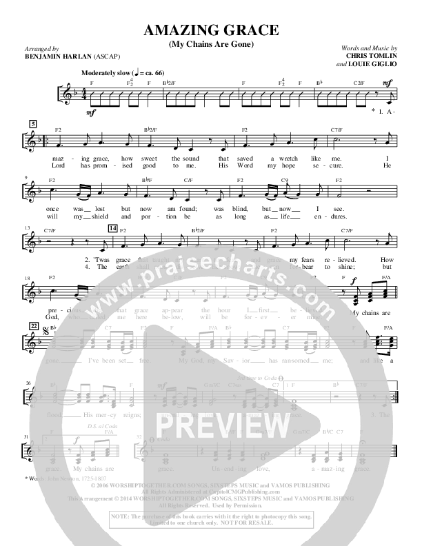 Amazing Grace (My Chains Are Gone) (Choral Anthem SATB) Choir Sheet (SATB) (Alfred Sacred)