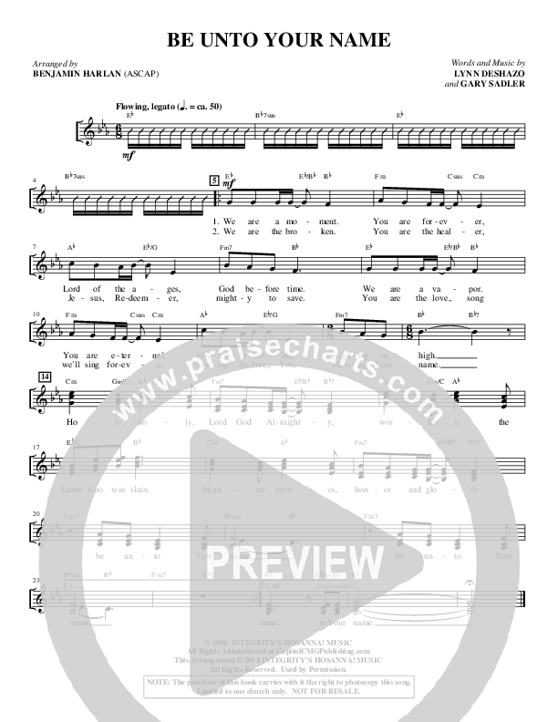 Be Unto Your Name (Choral Anthem SATB) Choir Sheet (SATB) (Alfred Sacred)