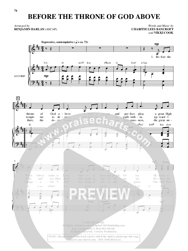 Before The Throne Of God Above (Choral Anthem SATB) Piano/Vocal (Alfred Sacred)