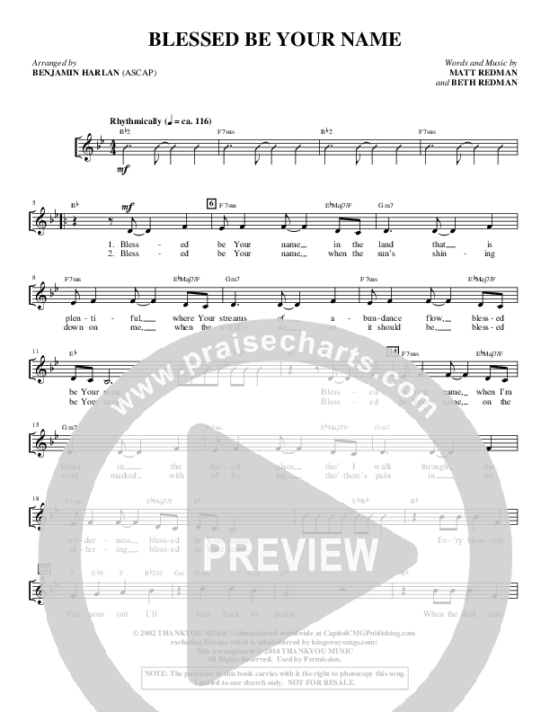 Blessed Be Your Name (Choral Anthem SATB) Choir Sheet (SATB) (Alfred Sacred)