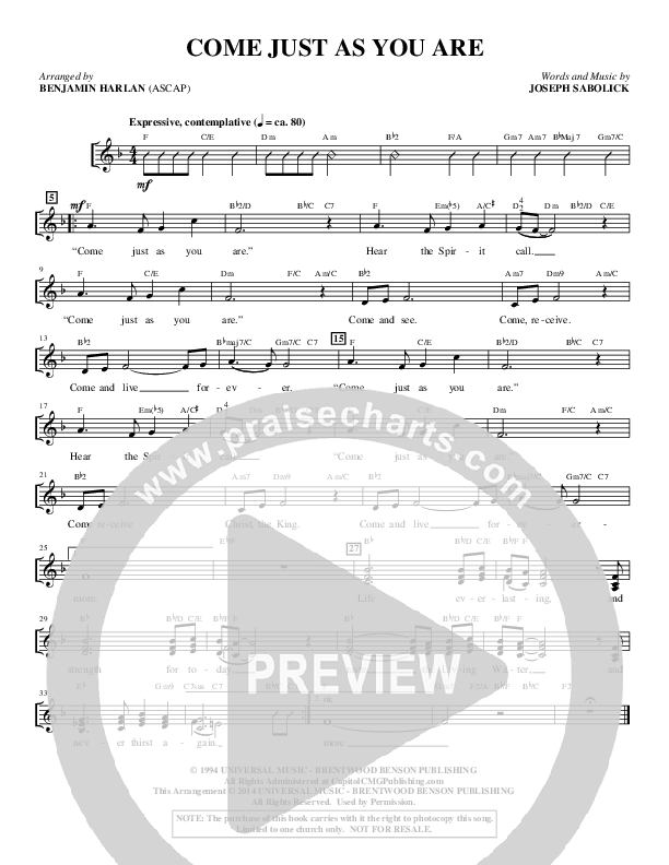 Come Just As You Are (Choral Anthem SATB) Choir Sheet (SATB) (Alfred Sacred)